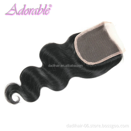 Factory Price Hot Sale peruvian body wave human hair weaving with 4*4 lace closure